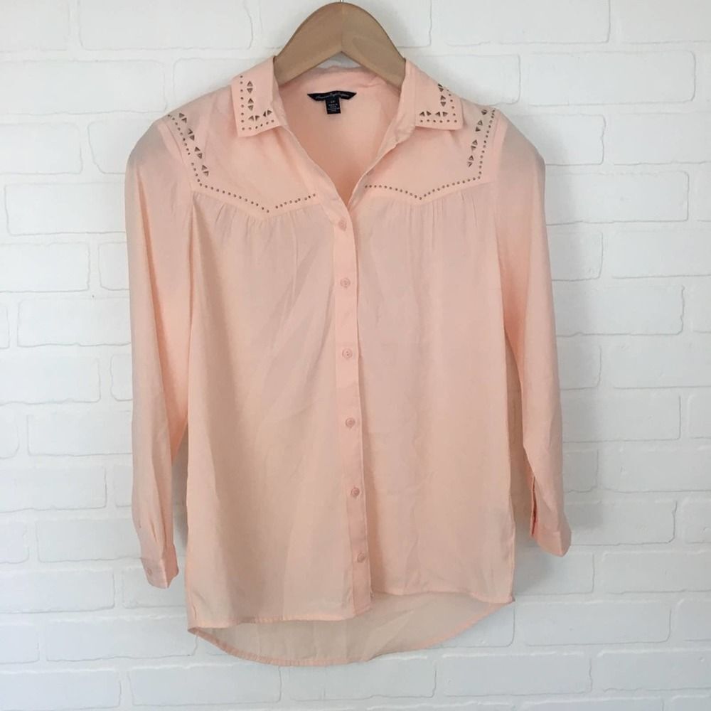 American Eagle Button Up Embellished Blouse